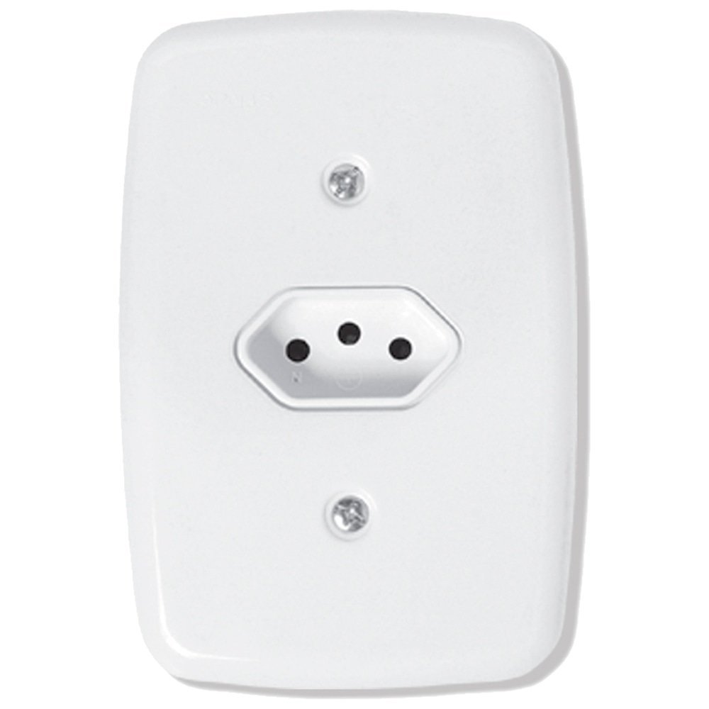 Tomada Ideale Pluzie 2P+T 10A com Placa 4x2 Branca Tomada Ideale Pluzie 2P+T 10A com Placa 4x2 Branca
