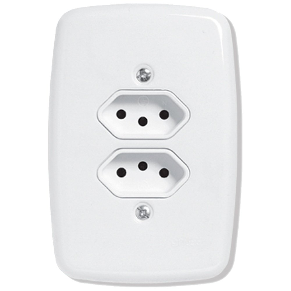 Tomada Ideale Pluzie Dupla 2P+T 20A com Placa 4x2 Branca Tomada Ideale Pluzie Dupla 2P+T 20A com Placa 4x2 Branca