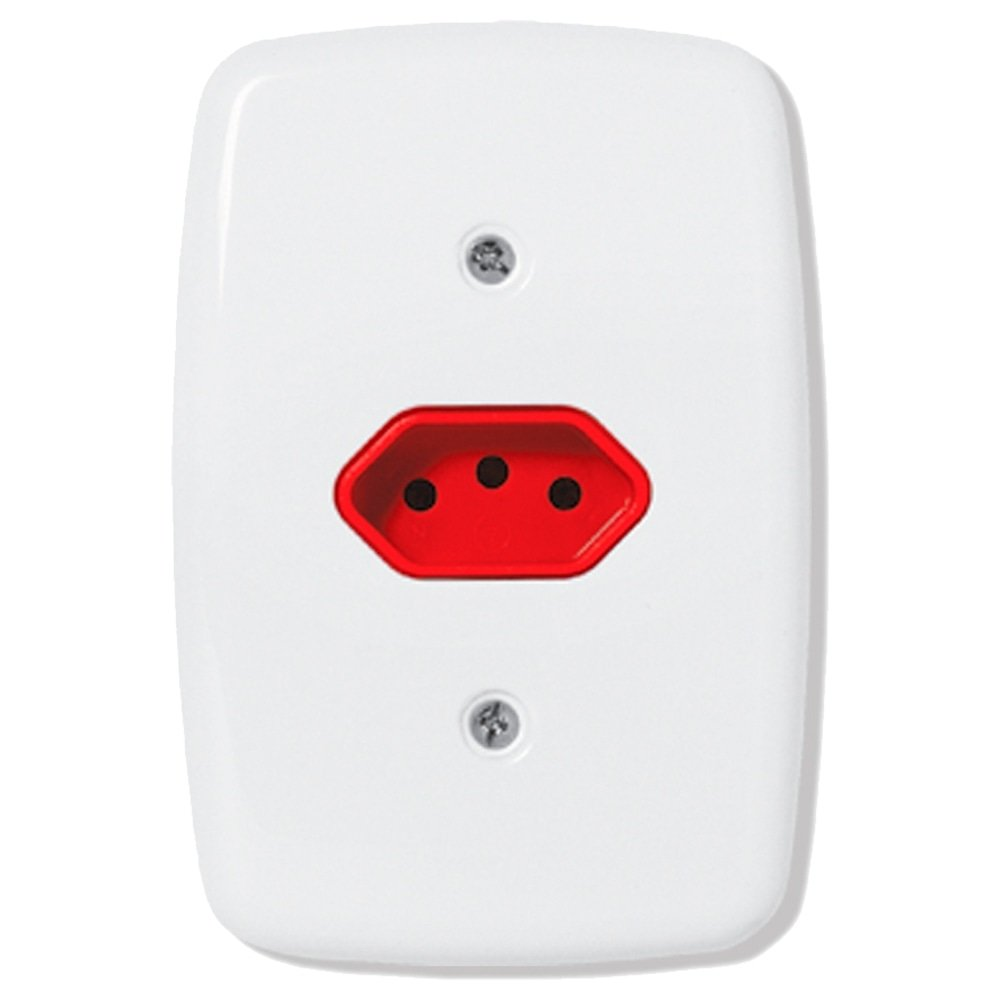 Tomada Módulo Ideale Pluzie - 2P+T 20A com Placa Vermelho Tomada Módulo Ideale Pluzie - 2P+T 20A com Placa Vermelho