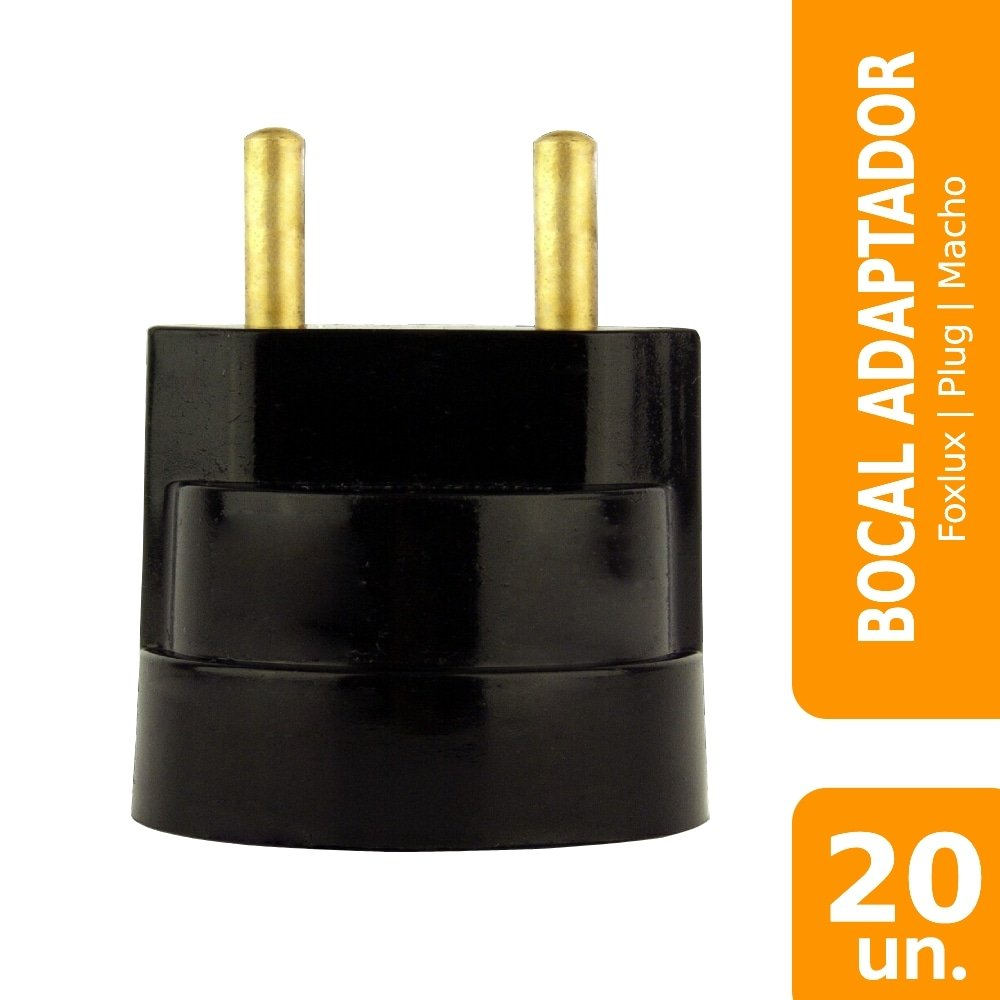 Bocal Adaptador FoxLux Plug Macho Preto - Embalagem com 12 Unnidades Bocal Adaptador FoxLux Plug Macho Preto - Embalagem com 12 Unnidades