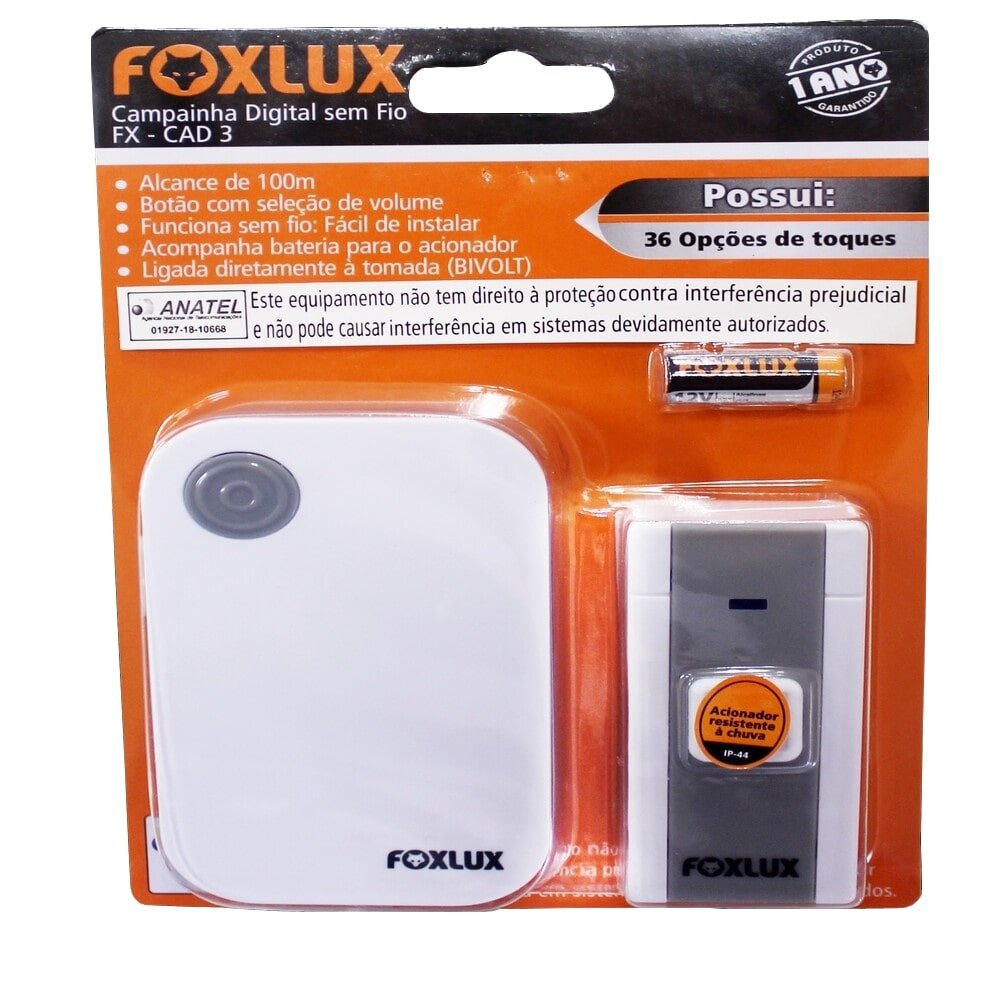 Campainha sem Fio FoxLux CAD3 Bivolt Campainha sem Fio FoxLux CAD3 Bivolt