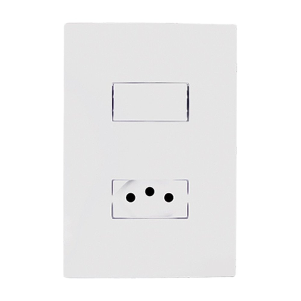 Interruptor Ilumi I9 Tecla Simples + Tomada 2P+T 10A/250V Interruptor Ilumi I9 Tecla Simples + Tomada 2P+T 10A/250V