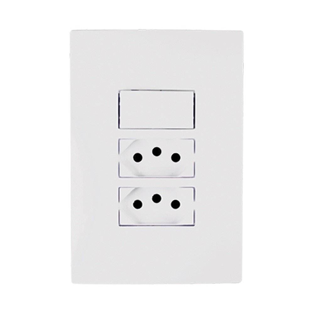 Interruptor Ilumi I9 Tecla Simples + 2 Tomadas 2P+T 10A 250V Interruptor Ilumi I9 Tecla Simples + 2 Tomadas 2P+T 10A 250V