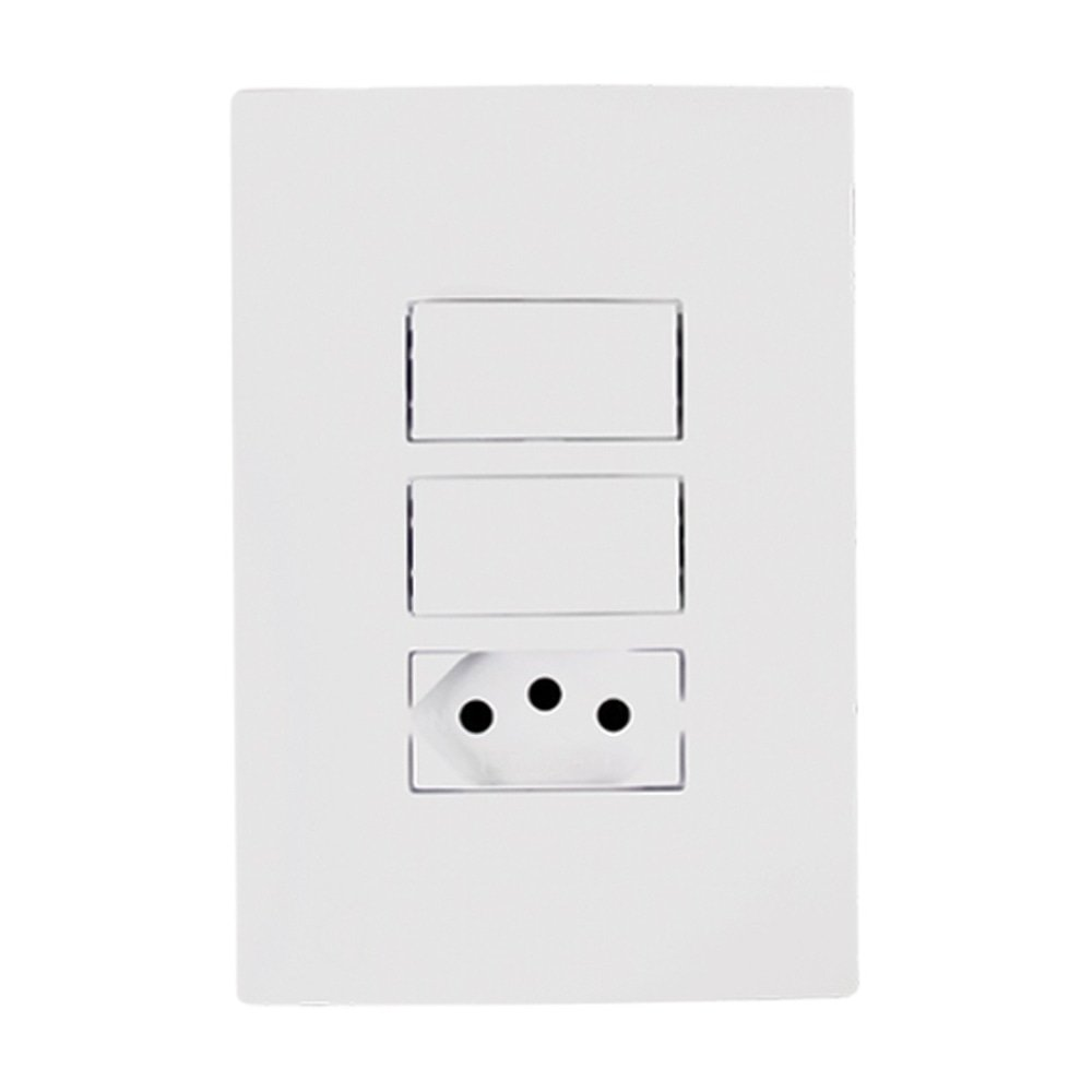 Interruptor Ilumi I9 2 Teclas Simples + Tomada 2P+T 10A/250V Interruptor Ilumi I9 2 Teclas Simples + Tomada 2P+T 10A/250V
