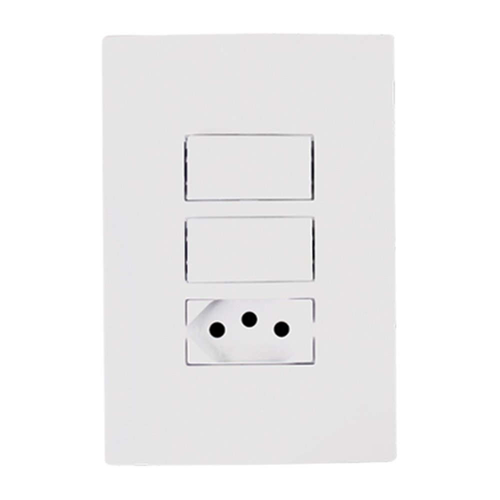 Interruptor Ilumi I9 2 Teclas Simples + Tomada 2P+T 20A 250V Interruptor Ilumi I9 2 Teclas Simples + Tomada 2P+T 20A 250V