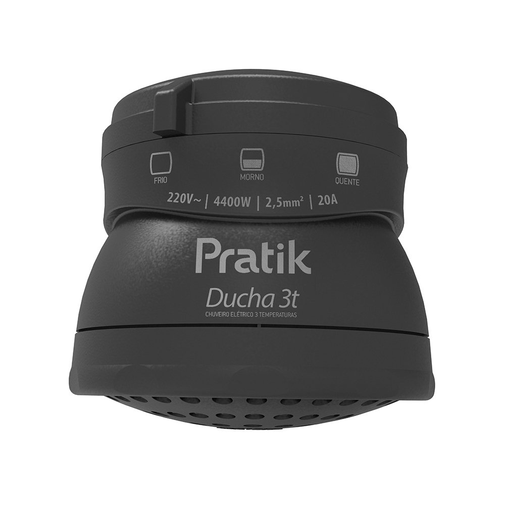 Chuveiro Ducha Pratik 3 Temperaturas Preto 4400W 220V Chuveiro Ducha Pratik 3 Temperaturas Preto 4400W 220V