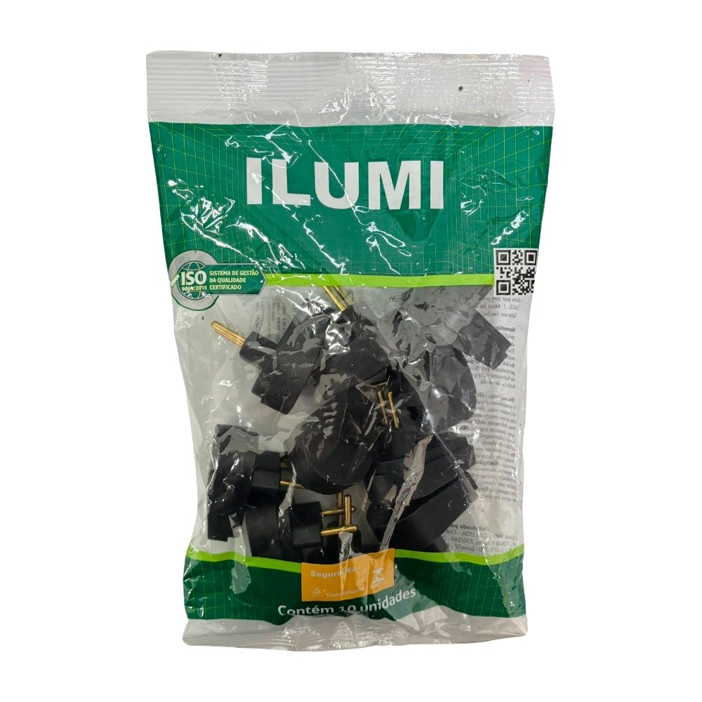 Pino Macho Gigante Angular Ilumi 2P 10A/250V Preto - Embalagem com 10 Unidades Pino Macho Gigante Angular Ilumi 2P 10A/250V Preto - Embalagem com 10 Unidades