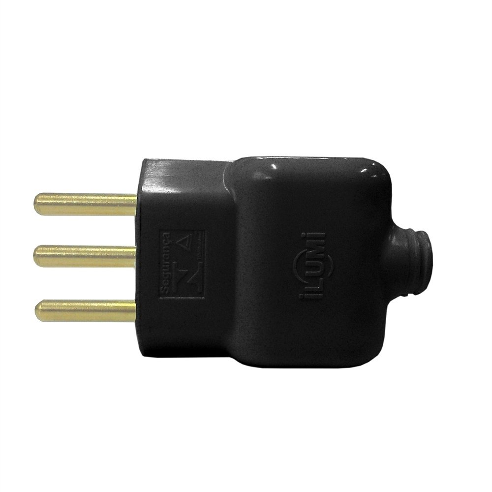 Pino Macho Ilumi 2P+T 10A 250V Preto - Embalagem com 10 Unidades Pino Macho Ilumi 2P+T 10A 250V Preto - Embalagem com 10 Unidades