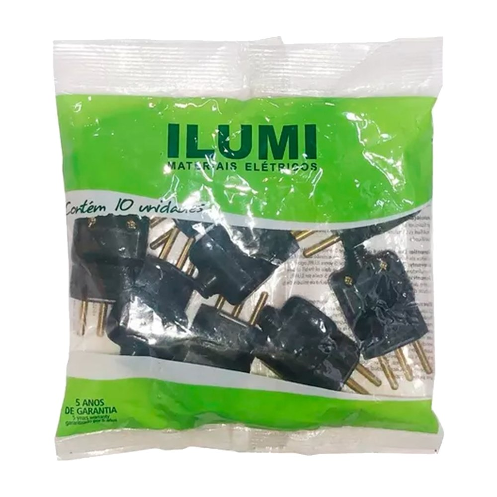 Pino Macho Ilumi 2P+T 20A 250V Preto - Embalagem com 10 Unidades Pino Macho Ilumi 2P+T 20A 250V Preto - Embalagem com 10 Unidades