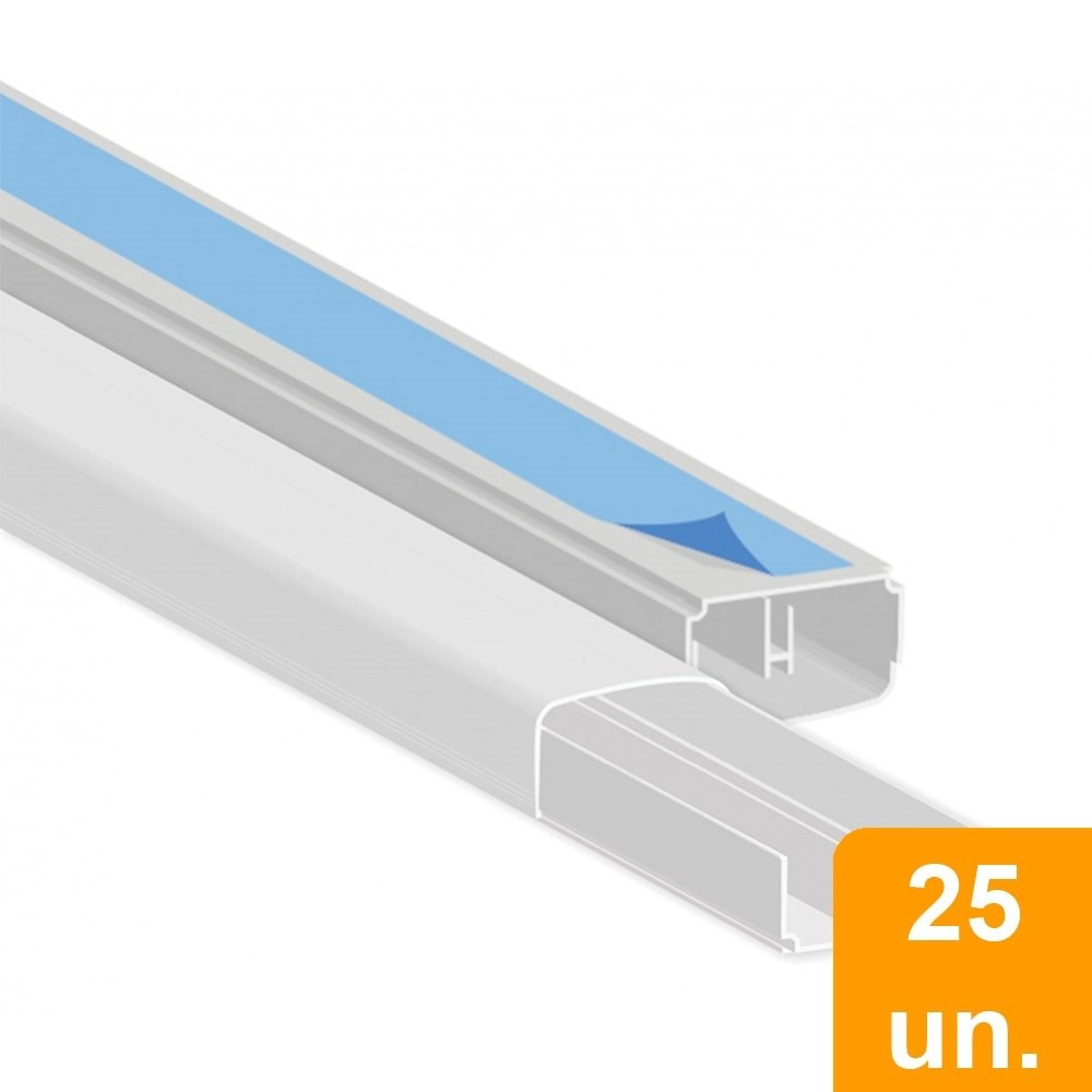 Canaleta Plastilit PVC Branca 20x10x2000mm com Fita Dupla Face - Embalagem com 25 Unidades Canaleta Plastilit PVC Branca 20x10x2000mm com Fita Dupla Face - Embalagem com 25 Unidades