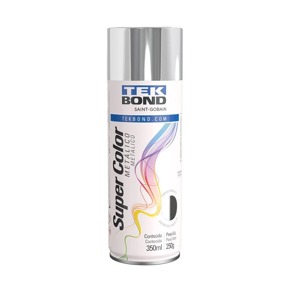 Tinta Spray Tekbond Super Color Metálico, Interno e Externo, Cromado 350 ml Tinta Spray Tekbond Super Color Metálico, Interno e Externo, Cromado 350 ml