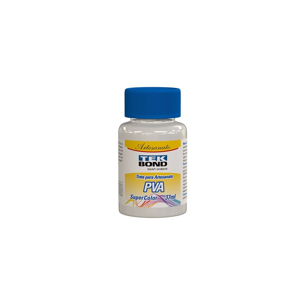 Tinta PVA para Artesanato Tekbond Super Color Branco 37ml - Embalagem com 12 Unidades Tinta PVA para Artesanato Tekbond Super Color Branco 37ml - Embalagem com 12 Unidades
