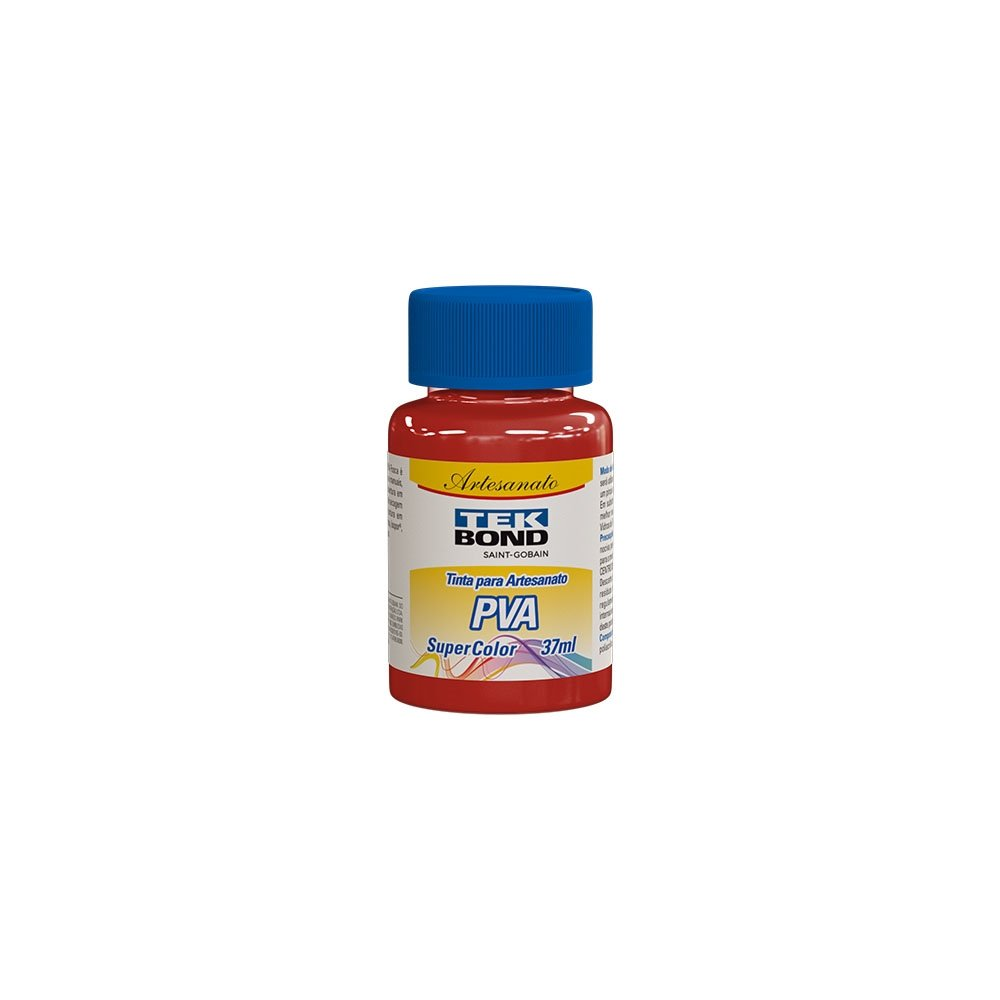 Tinta PVA para Artesanato Tekbond Super Color Vermelho Pimenta 37ml - Embalagem com 12 Unidades Tinta PVA para Artesanato Tekbond Super Color Vermelho Pimenta 37ml - Embalagem com 12 Unidades