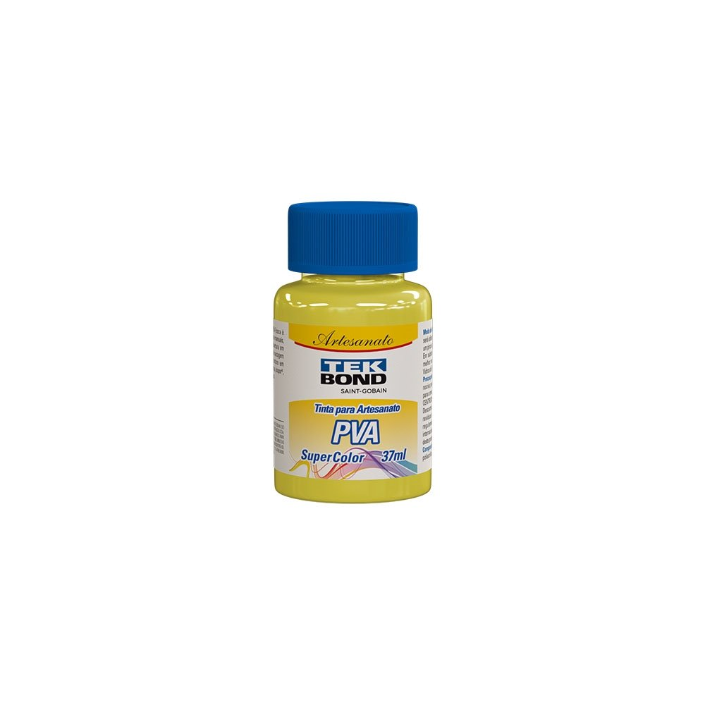Tinta PVA para Artesanato Tekbond Super Color Amarelo Siciliano 37ml - Embalagem com 12 Unidades Tinta PVA para Artesanato Tekbond Super Color Amarelo Siciliano 37ml - Embalagem com 12 Unidades