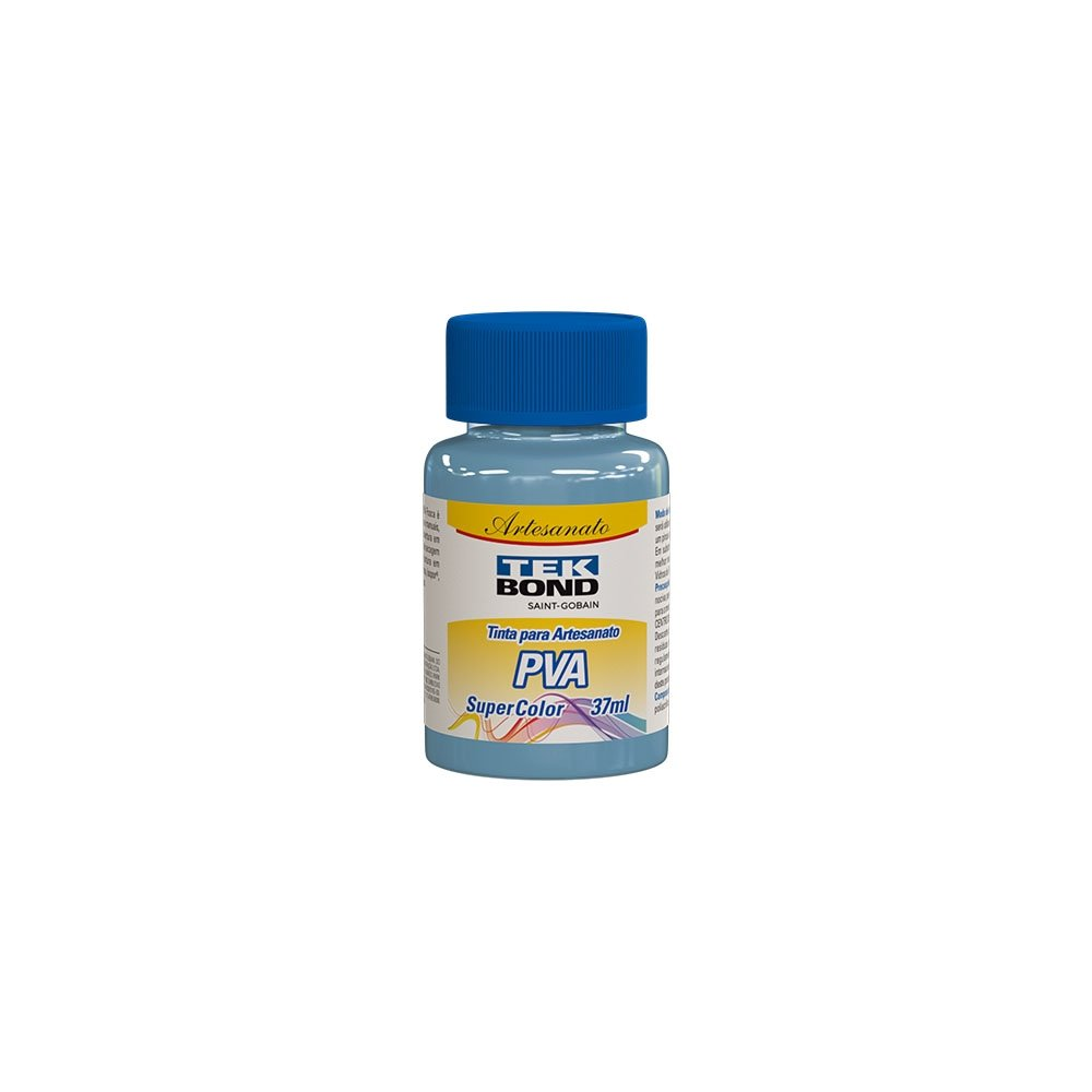 Tinta PVA para Artesanato Tekbond Super Color Azul Céu 37ml - Embalagem com 12 Unidades Tinta PVA para Artesanato Tekbond Super Color Azul Céu 37ml - Embalagem com 12 Unidades