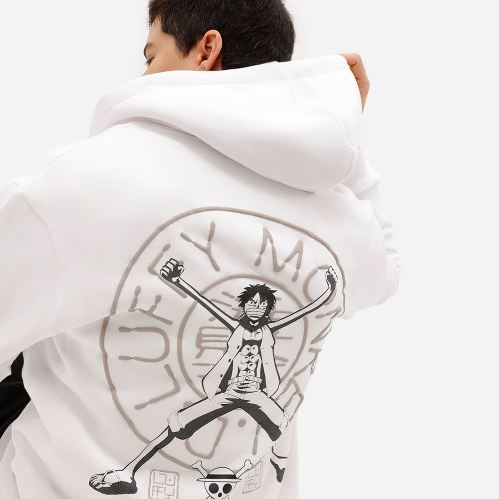 Blusão masculino de moletom felpado com capuz one piece off white Blusão masculino de moletom felpado com capuz one piece off white