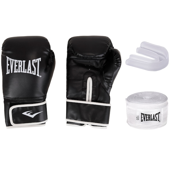 Kit de Boxe Everlast: Bandagem + Protetor Bucal + Luvas de Boxe Treino Core - Adulto Kit de Boxe Everlast: Bandagem + Protetor Bucal + Luvas de Boxe Treino Core - Adulto