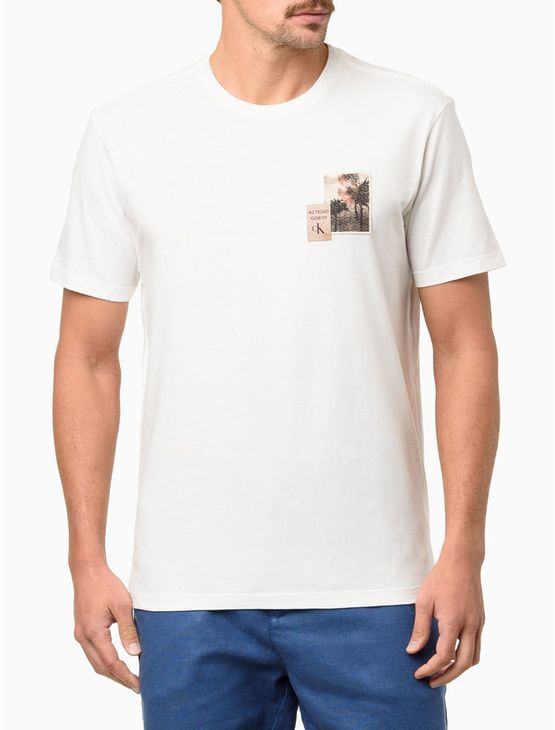 Camiseta Masculina Manga Curta Palm Trees - Off White Camiseta Masculina Manga Curta Palm Trees Off White Pp