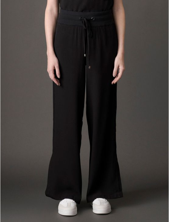 Calça Feminina Acetinada Com Fenda Lateral Calvin Klein - Preto Calça Feminina Acetinada Com Fenda Lateral Calvin Klein Preto 38