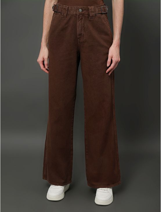Calça Feminina Color Wide Leg Calvin Klein Jeans - Marrom Calça Feminina Color Wide Leg Calvin Klein Jeans Marrom 44