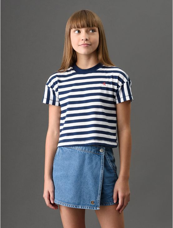 Camiseta Menina Listrada Calvin Klein Jeans - Marinho Camiseta Menina Listrada Calvin Klein Jeans Marinho 6