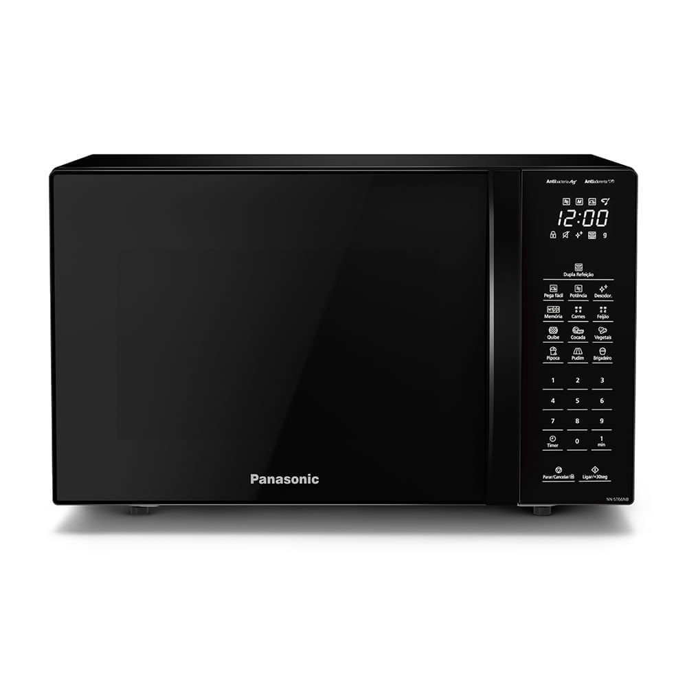 Micro-ondas Ideal+ Panasonic ST66 Dupla Refeição 34L Black Glass - NN-ST66NBRU Micro-ondas Ideal+ Panasonic ST66 Dupla Refeição 34L Black Glass - NN-ST66NBRU