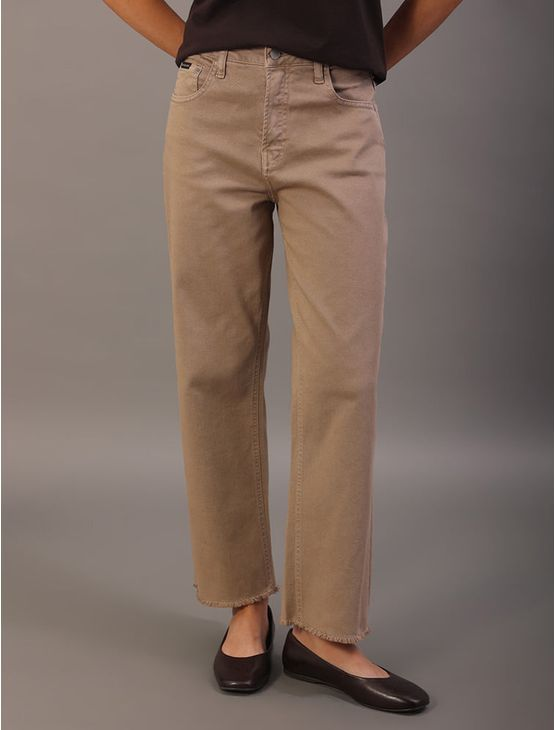 Calça Color Feminina Cropped Straight Barra a Fio - Caqui Medio Calça Color Feminina Cropped Straight Barra a Fio Caqui Medio 34