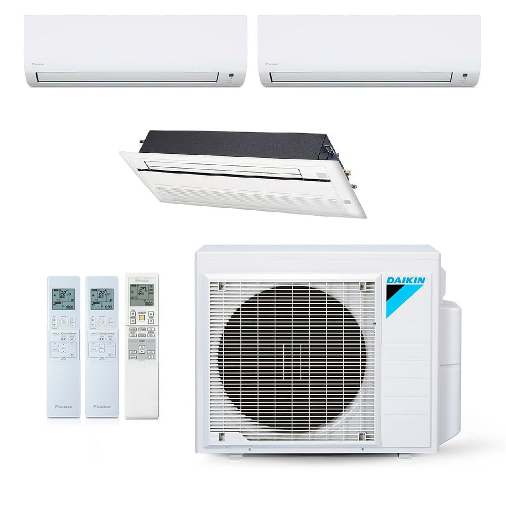 Ar-Condicionado Multi Split Inverter Daikin 24.000 BTUs (2x Evap HW 9.000 + 1x Evap Cassete 1 Via 12.000) Quente/Frio 220V