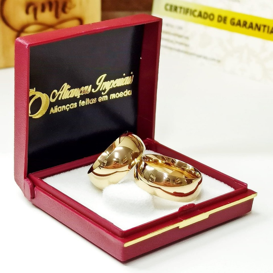 OFERTA! Par de Alianças de Moedas Antigas 8mm Abauladas OFERTA! Par de Alianças de Moedas Antigas 8mm Abauladas