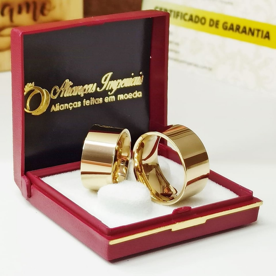 Par Alianças de Moedas Antigas 10mm retas Par Alianças de Moedas Antigas 10mm retas