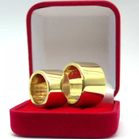Par Alianças de Moedas Antigas 14mm Reta Super Grossa Par Alianças de Moedas Antigas 14mm Reta Super Grossa