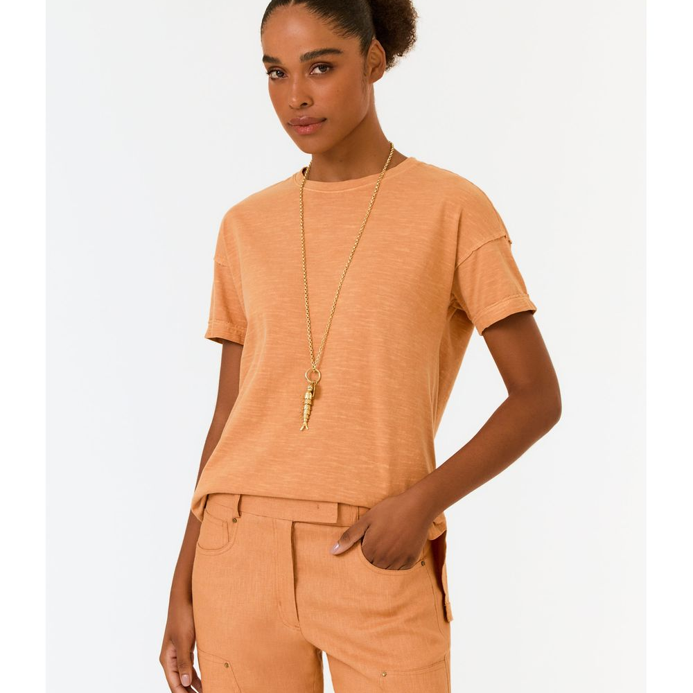 Blusa Manga Curta Fenda Lateral Blusa Manga Curta Fenda Lateral