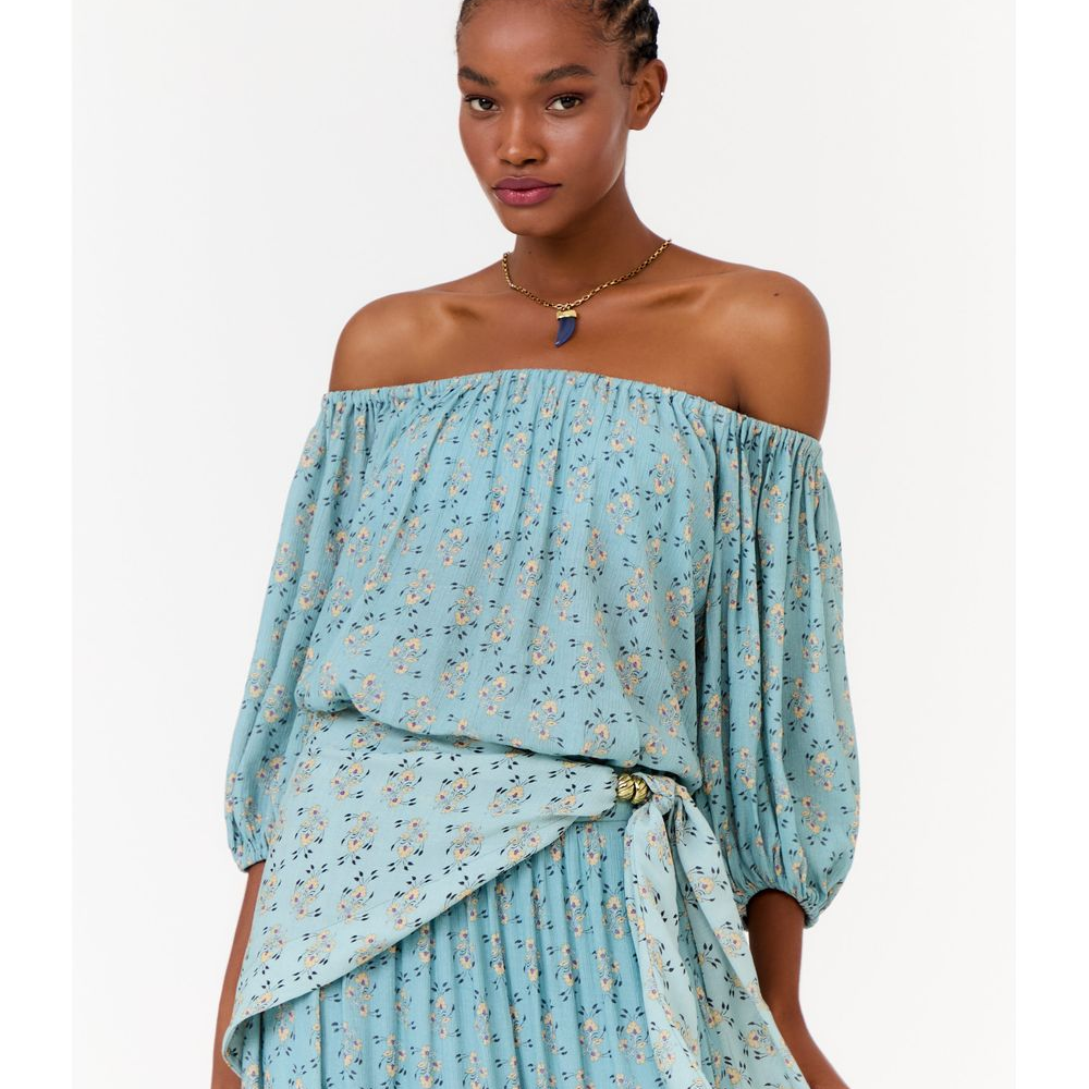 Blusa Ombro a Ombro Estampa Zamia Blusa Ombro a Ombro Estampa Zamia