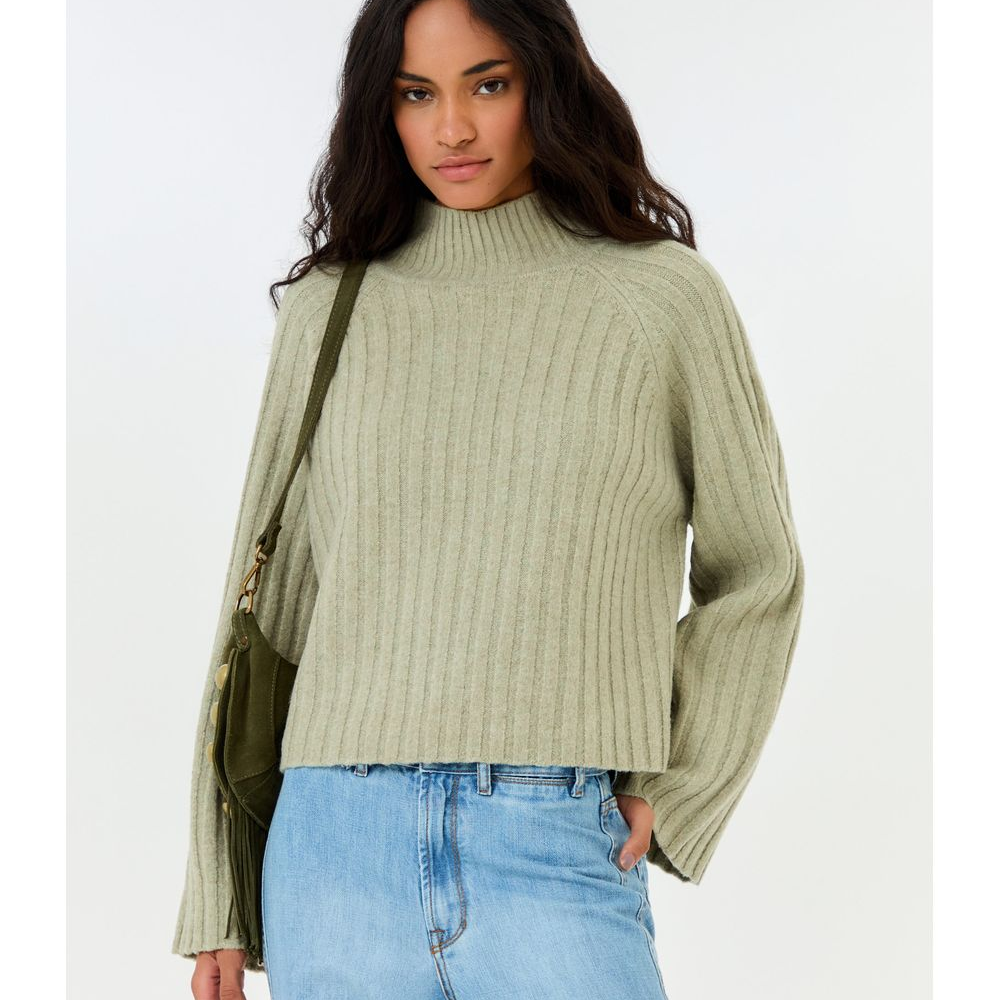 Blusa Tricot Cropped Gola Alta Blusa Tricot Cropped Gola Alta