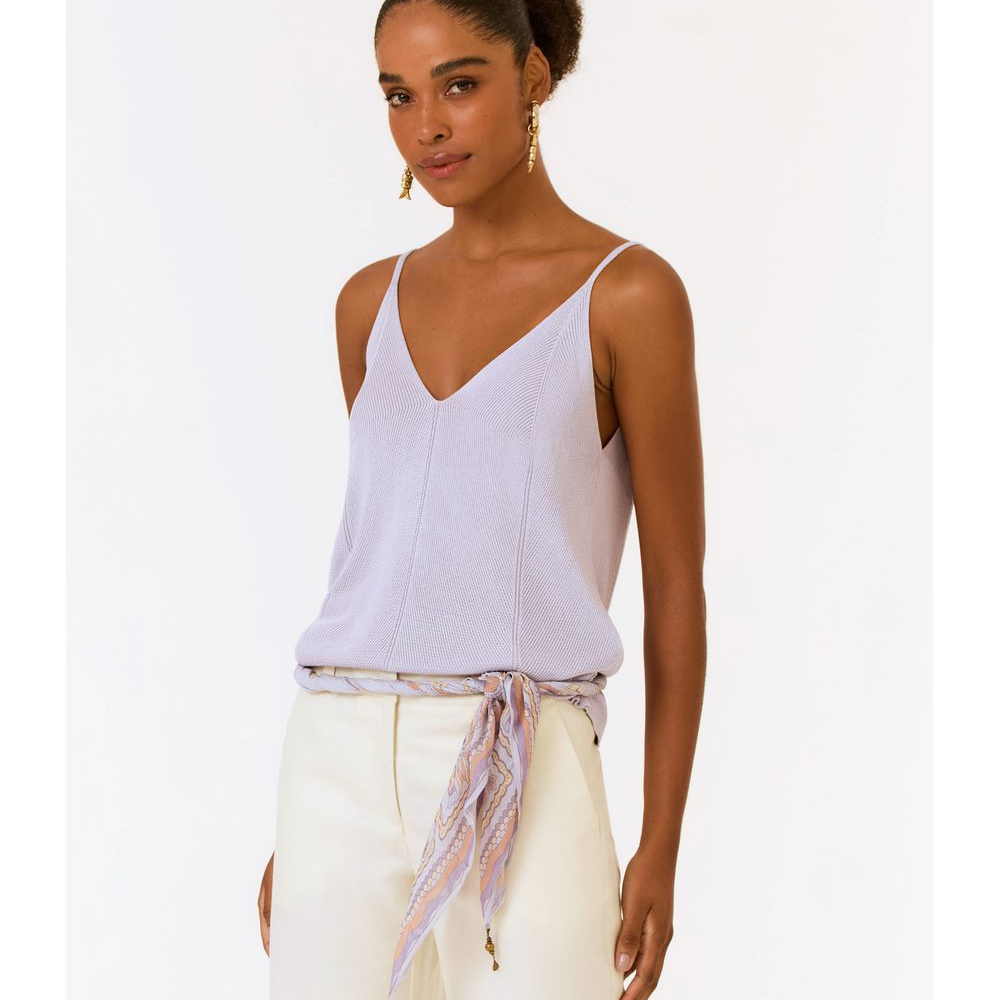 Blusa Tricot Decote v Alcinha Blusa Tricot Decote v Alcinha