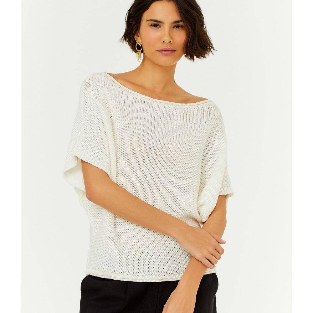 Blusa Tricot Telada Decote Canoa Blusa Tricot Telada Decote Canoa