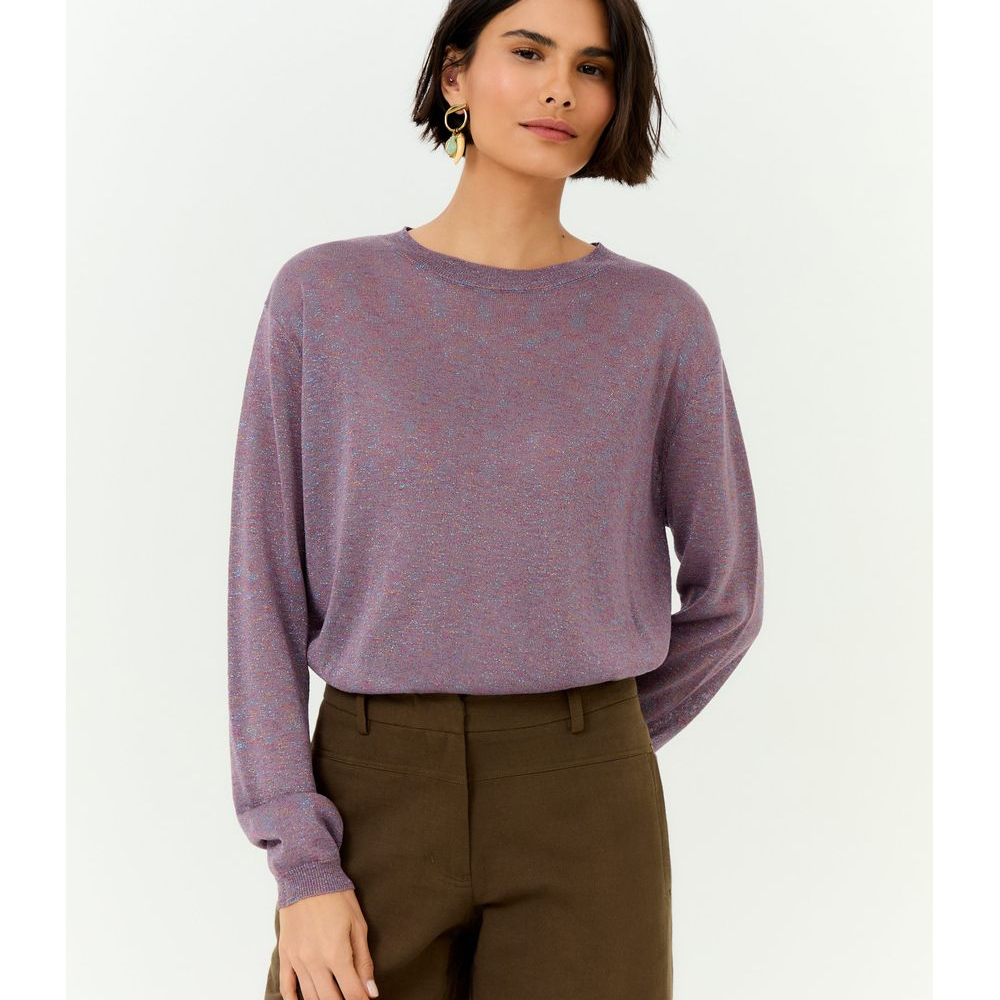 Blusa Tricot Transparência Lurex Blusa Tricot Transparência Lurex