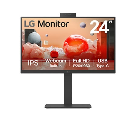 Monitor LG B2B Webcam - Tela IPS Full HD 24", USB-C, RJ45, ajustes ergonômicos e compatível com Windows Hello - 24BA850-B Monitor LG B2B Webcam - Tela IPS Full HD 24", USB-C, RJ45, ajustes ergonômicos e compatível com Windows Hello - 24BA850-B