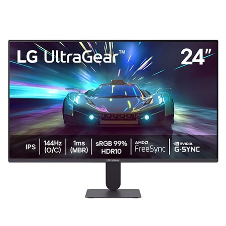 Monitor LG UltraGear G4, 24G411A-B, 144Hz (O/C), Tela IPS FHD 24", 1ms (MBR), NVIDIA G-SYNC, AMD FreeSync, HDR10, sRGB 99% - 24G411A-B