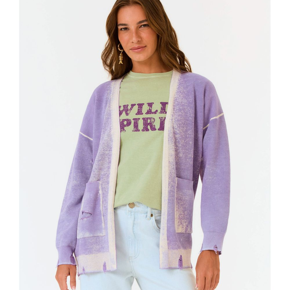 Casaco Tricot Stoned Washed Casaco Tricot Stoned Washed
