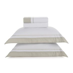Jogo de Cama Casal 200 Fios Fiesole Branco/Grigio Jogo de Cama Casal 200 Fios Fiesole Branco/Grigio