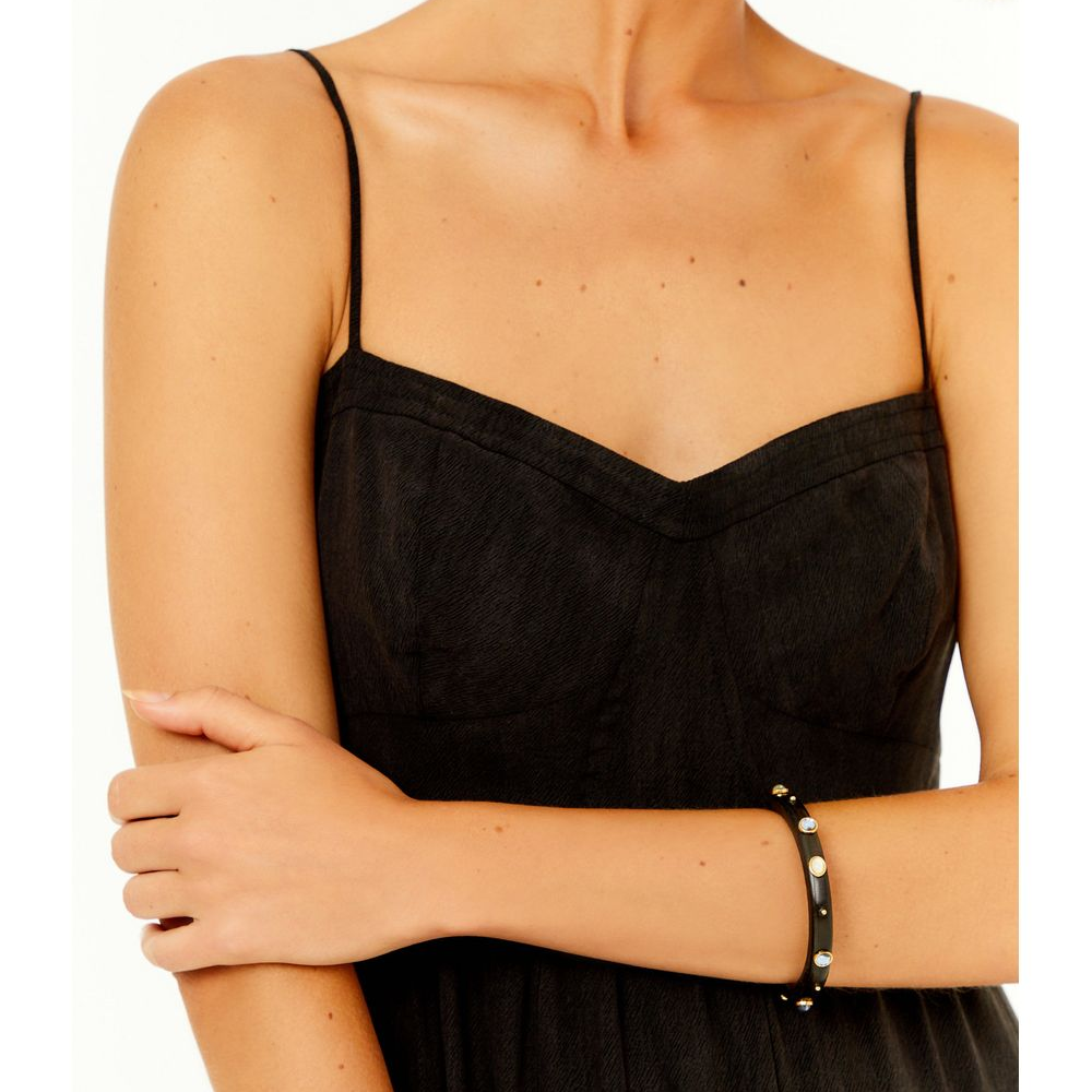 Pulseira Fina Wood Pedras - Preto / U Pulseira Fina Wood Pedras - Preto / U