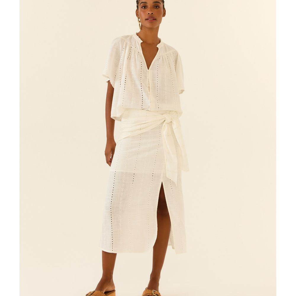 Saia Midi Pareô Bordado Listra Bali