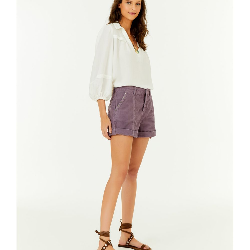 Short Veludo Cotele Barra Dobrada