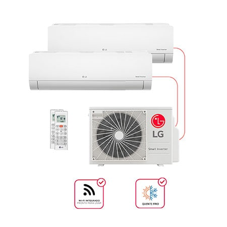 2 Ambientes (Hiwall 2x12) Quente/Frio, WiFi, 220V , Ar Condicionado Multi Split - E2Q1810.OBS