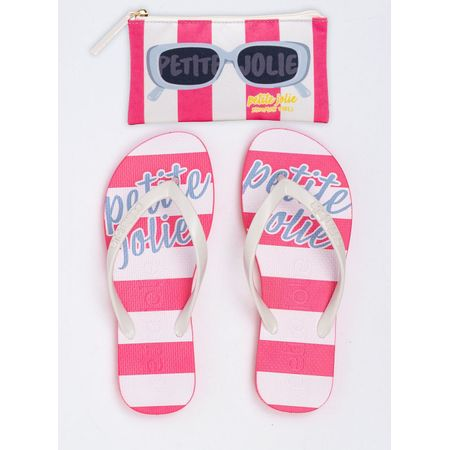 Chinelo Petite Jolie Fresh White/Listra Hit Pink PJ7426 33-4 Chinelo Petite Jolie Fresh White/Listra Hit Pink PJ7426 33-4