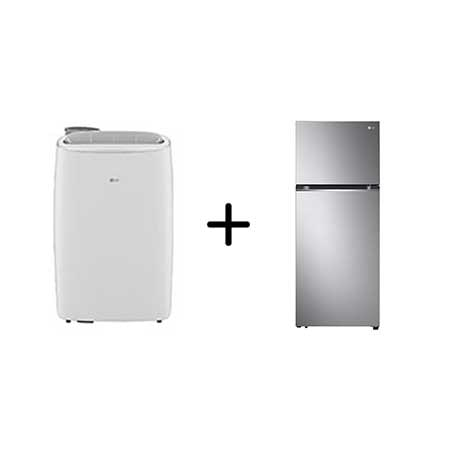 Combo LG Ar Portátil 127V + Geladeira Frost Free Inverter 395L Inox Look 220V - LP1419IVSI.B392P2