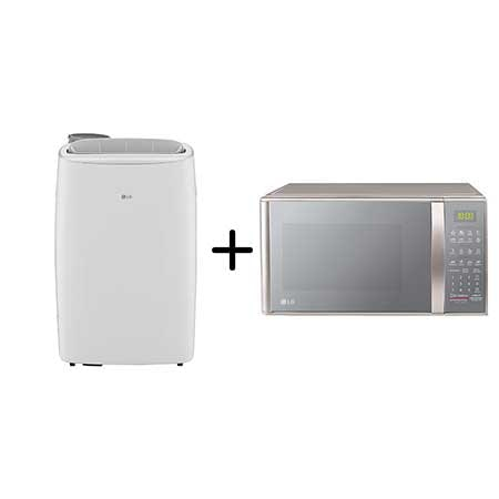 Combo LG Ar Portátil 127V + Micro-ondas LG 30 litros Prata Limpa Fácil 220V - LP1419IVSI.MS3041