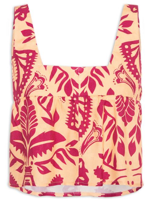 Blusa Cropped Estampa Maya - Laranja Blusa Cropped Estampa Maya - Laranja
