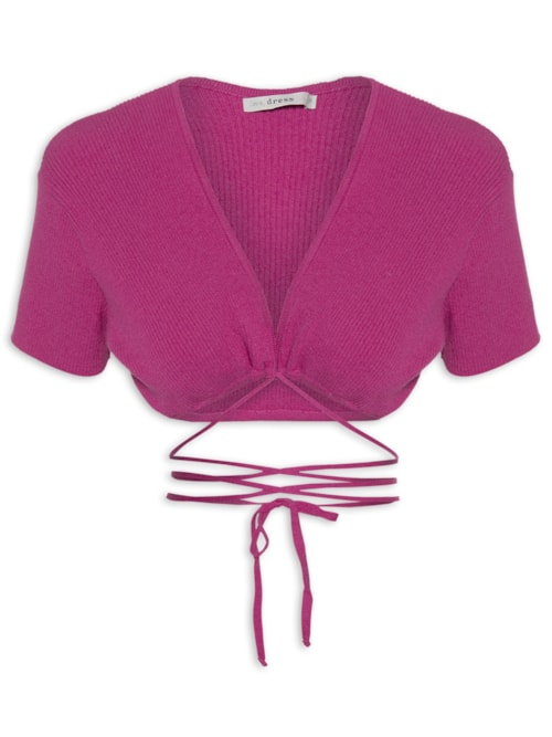 Blusa Cropped Tricot Amarração - Rosa Blusa Cropped Tricot Amarração - Rosa